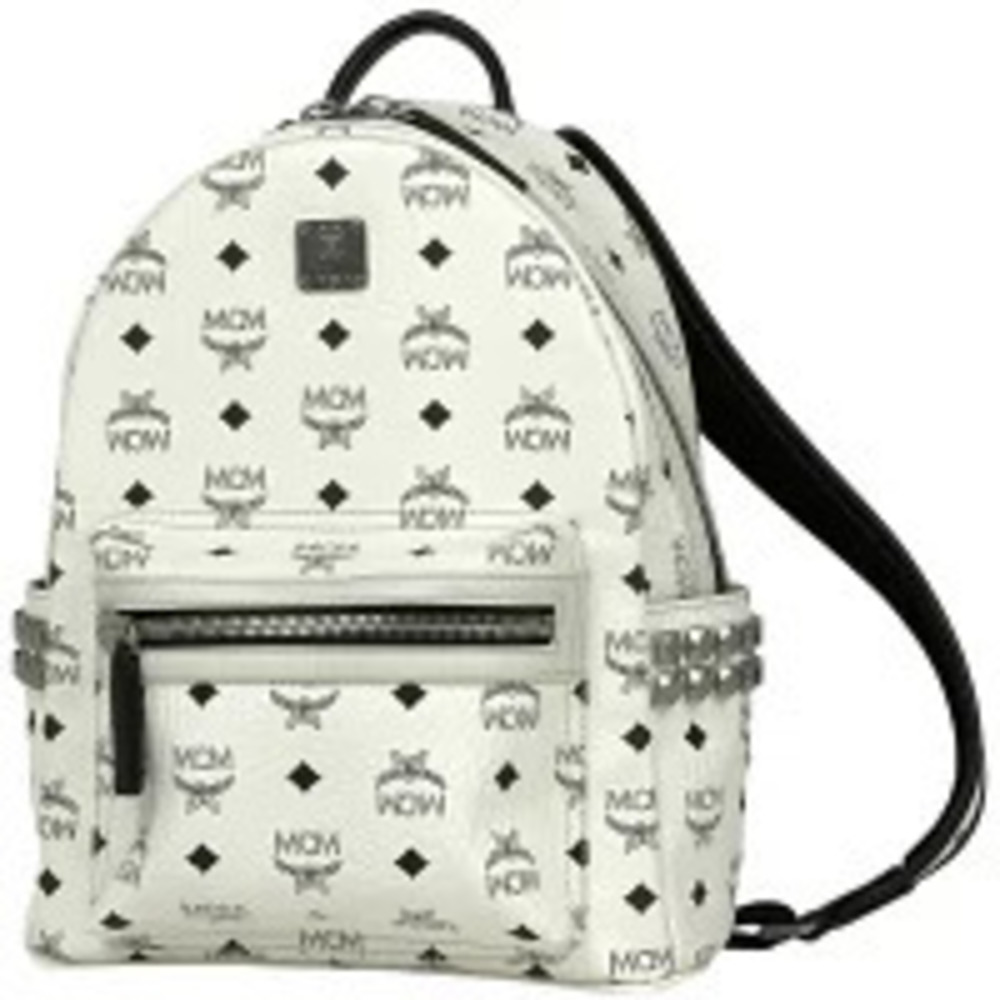 MCM Gram Backpack Rucksack Daypack Visetos Daypack Studded Leather White